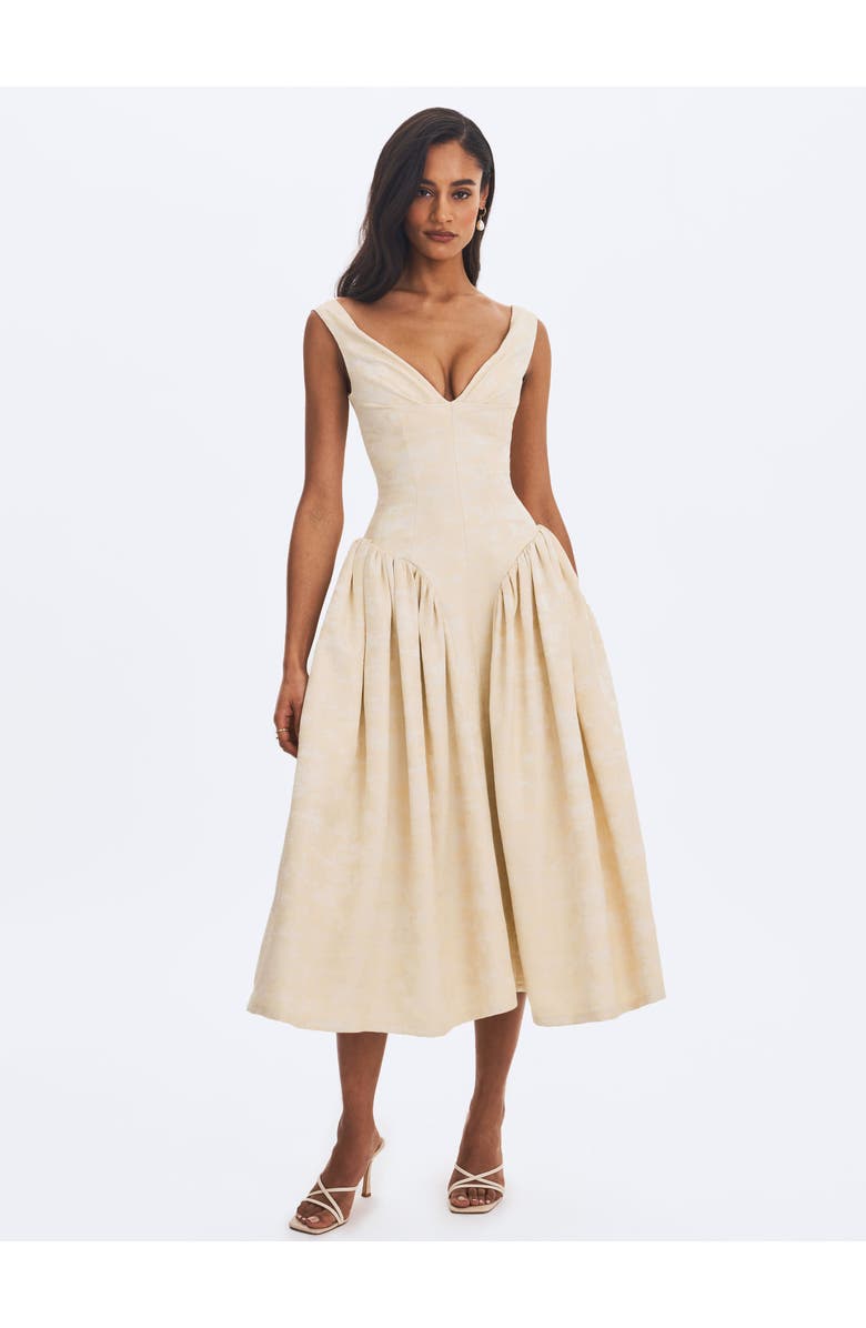 Miss Circle Chelsea Ruched Bust Sweetheart Midi Dress, Alternate, color, Ivory