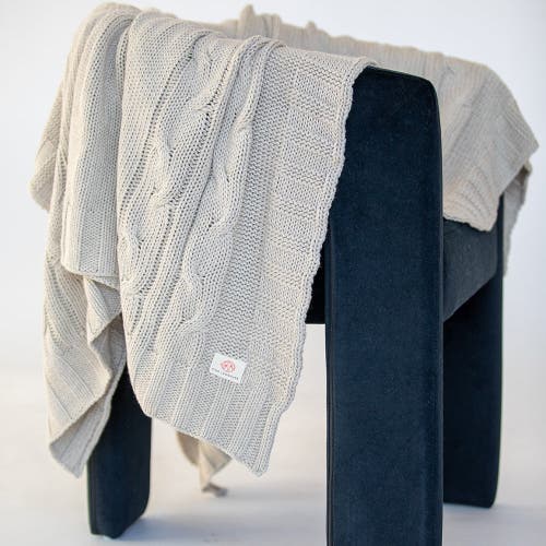 Pink Lemonade Tara Organic Cotton Throw Blanket In Gray