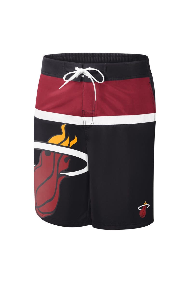 Men's G-III Sports by Carl Banks Black Miami Heat Sea Wind Swim Trunks, Alternate, color, Black