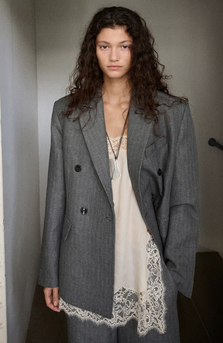 MANGO Double Breasted Suit Jacket, Alternate, color, Black
