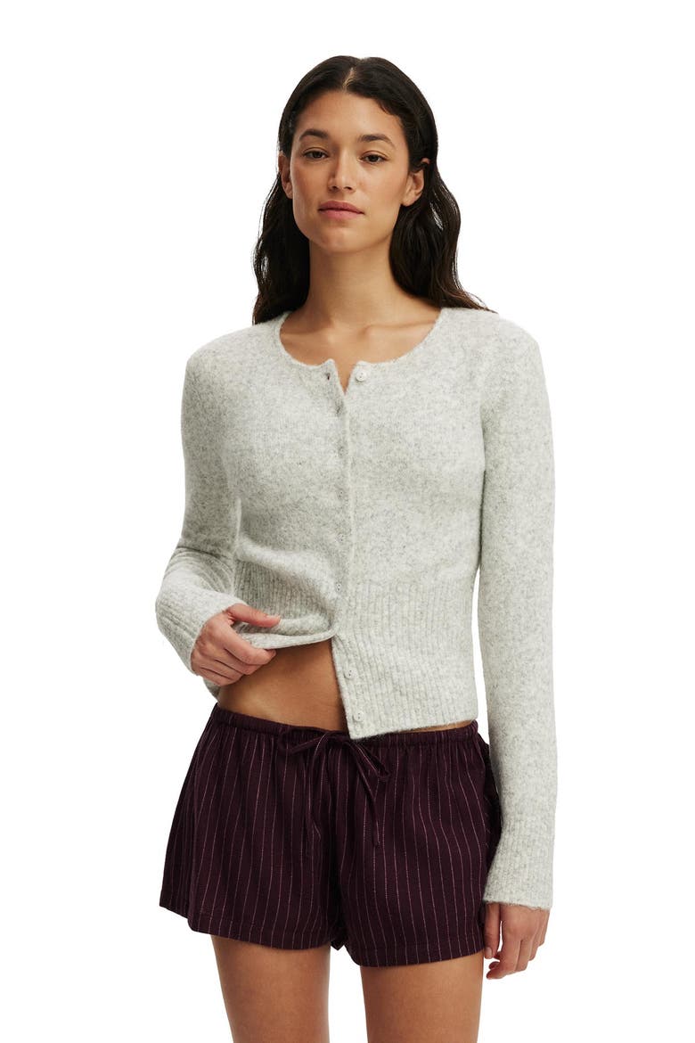 Women's Fluffy Fitted Knit Cardi, Main, color, Light Grey Marle