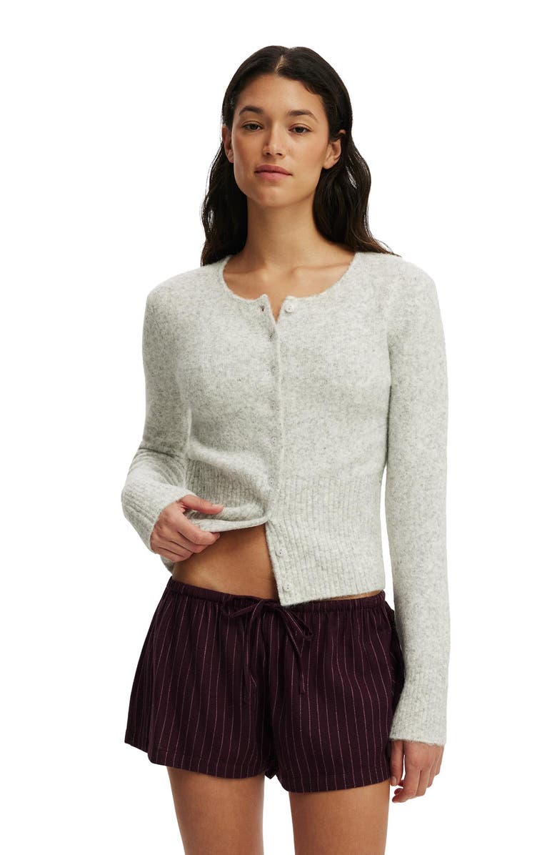 COTTON ON BODY Women's Fluffy Fitted Knit Cardi, Main, color, Light Grey Marle