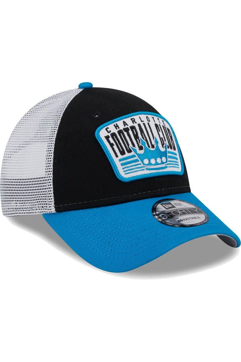 Men's New Era Black/Teal Charlotte FC Patch 9FORTY Trucker Snapback Hat, Alternate, color, Black