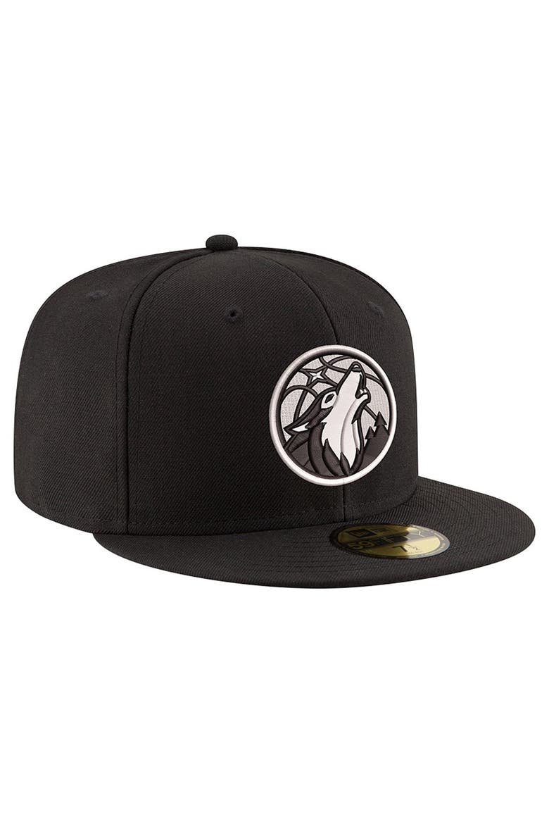 Men's New Era Black/White Minnesota Timberwolves 59FIFTY Fitted Hat, Alternate, color, Black