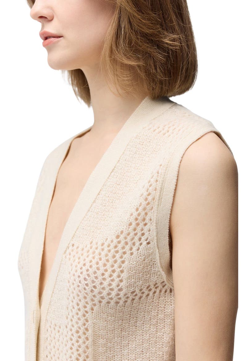 Mixed Pattern Cashmere Vest, Alternate, color, off white