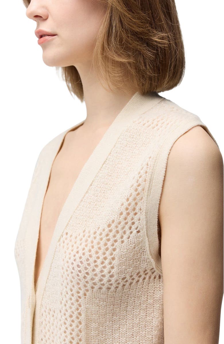 GOBI Mongolian Cashmere Mixed Pattern Cashmere Vest, Alternate, color, Off White