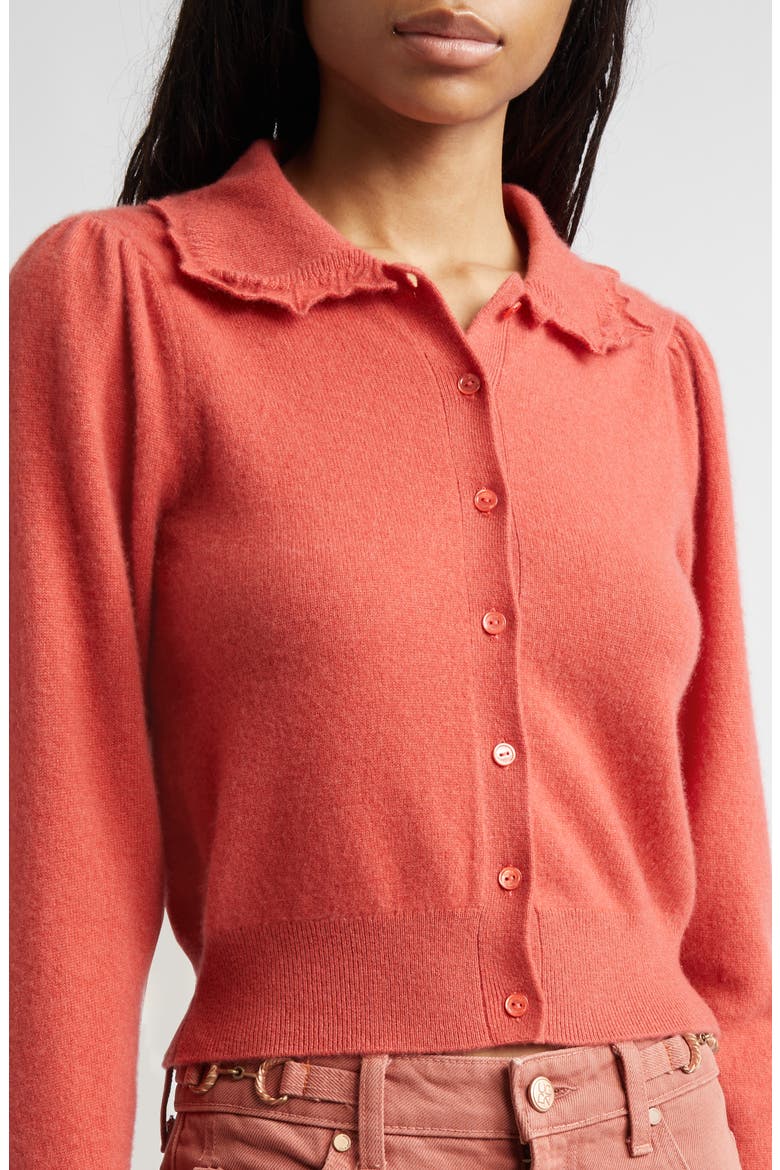 Kalila Collared Cashmere Cardigan, Alternate, color, CORAL