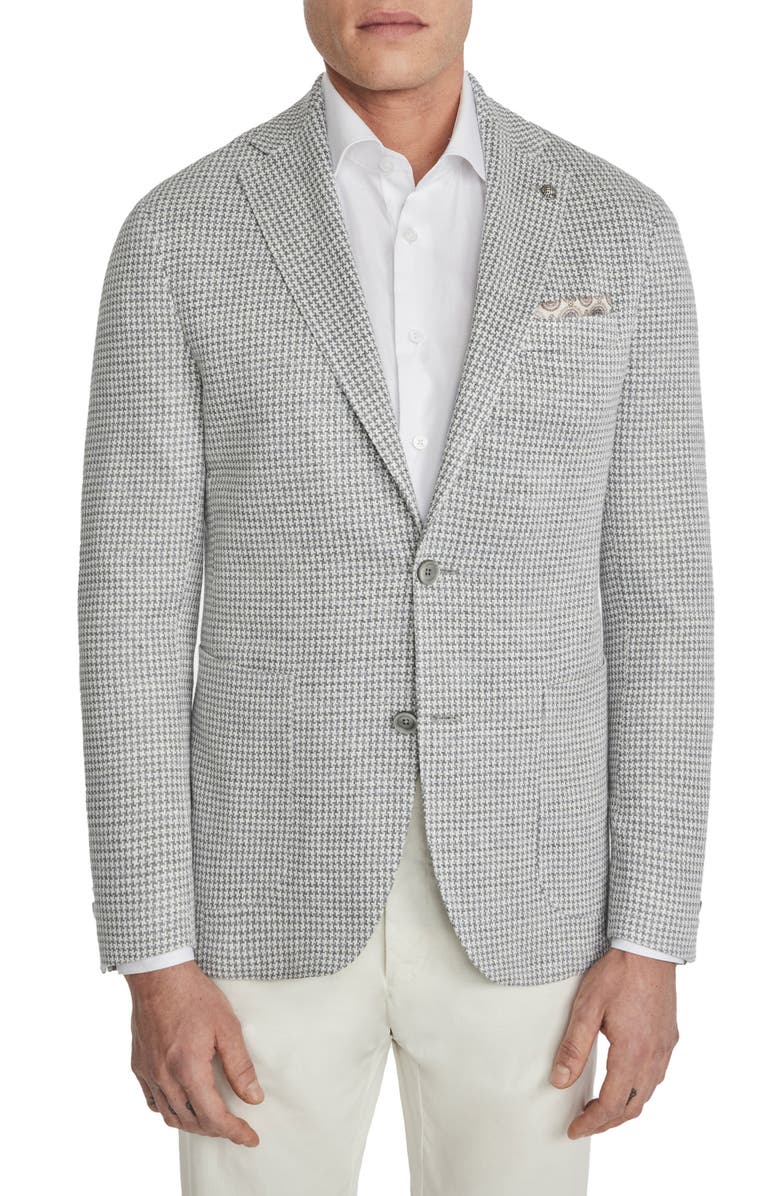 Jack Victor Queens Houndstooth Knit Linen Blend Sport Coat, Main, color, 