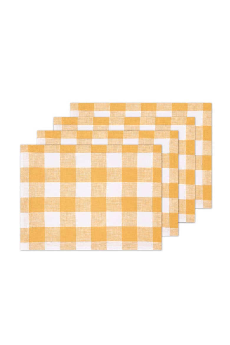 Linen Placemats Set of 4, 14 x 19" - Buffalo Check, Main, color, Mustard and White