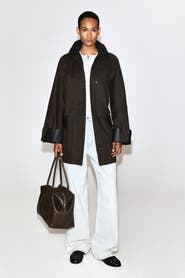 COS Leather-Trimmed Cotton Field Coat