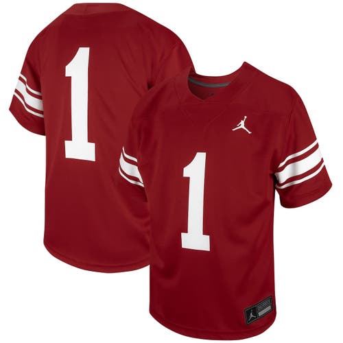 Jordan Brand Kids' Youth  #1 Crimson Oklahoma Sooners Untouchable Replica Game Jersey In Burgundy