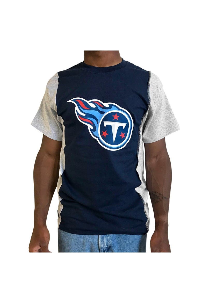 Men's Refried Apparel Navy/Gray Tennessee Titans Sustainable Upcycled Split T-Shirt, Alternate, color, Navy