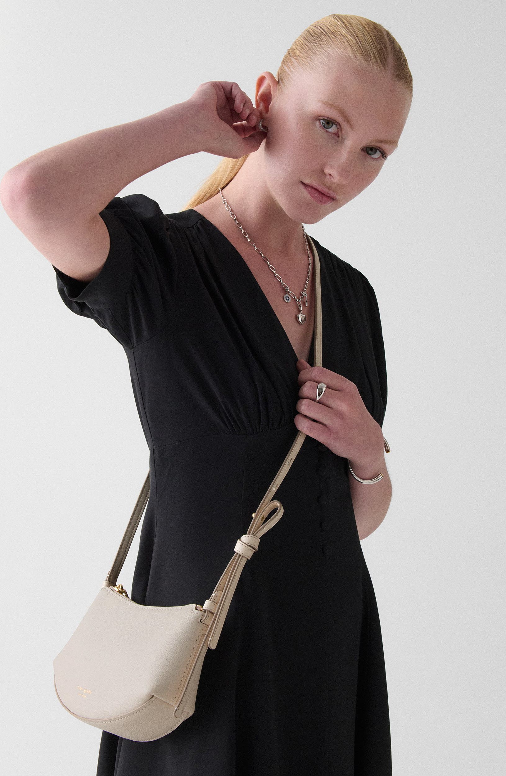 loop pebble leather crossbody bag, Alternate, color, CASHEW MILK