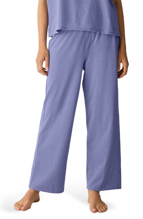 Stripe Organic Cotton Ankle Wide Leg Pull-On Pants