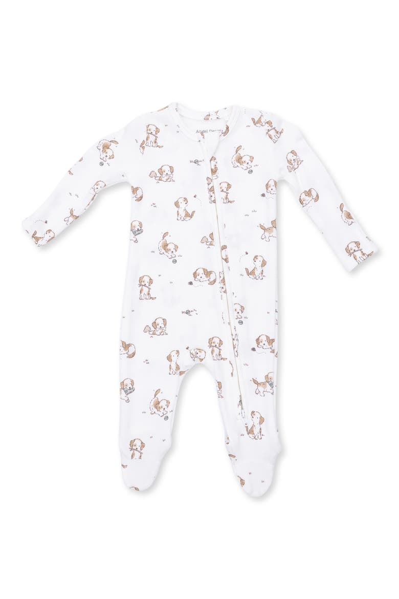 Kids' Puppy Two-Way Zip Footie, Main, color, OFF WHITE