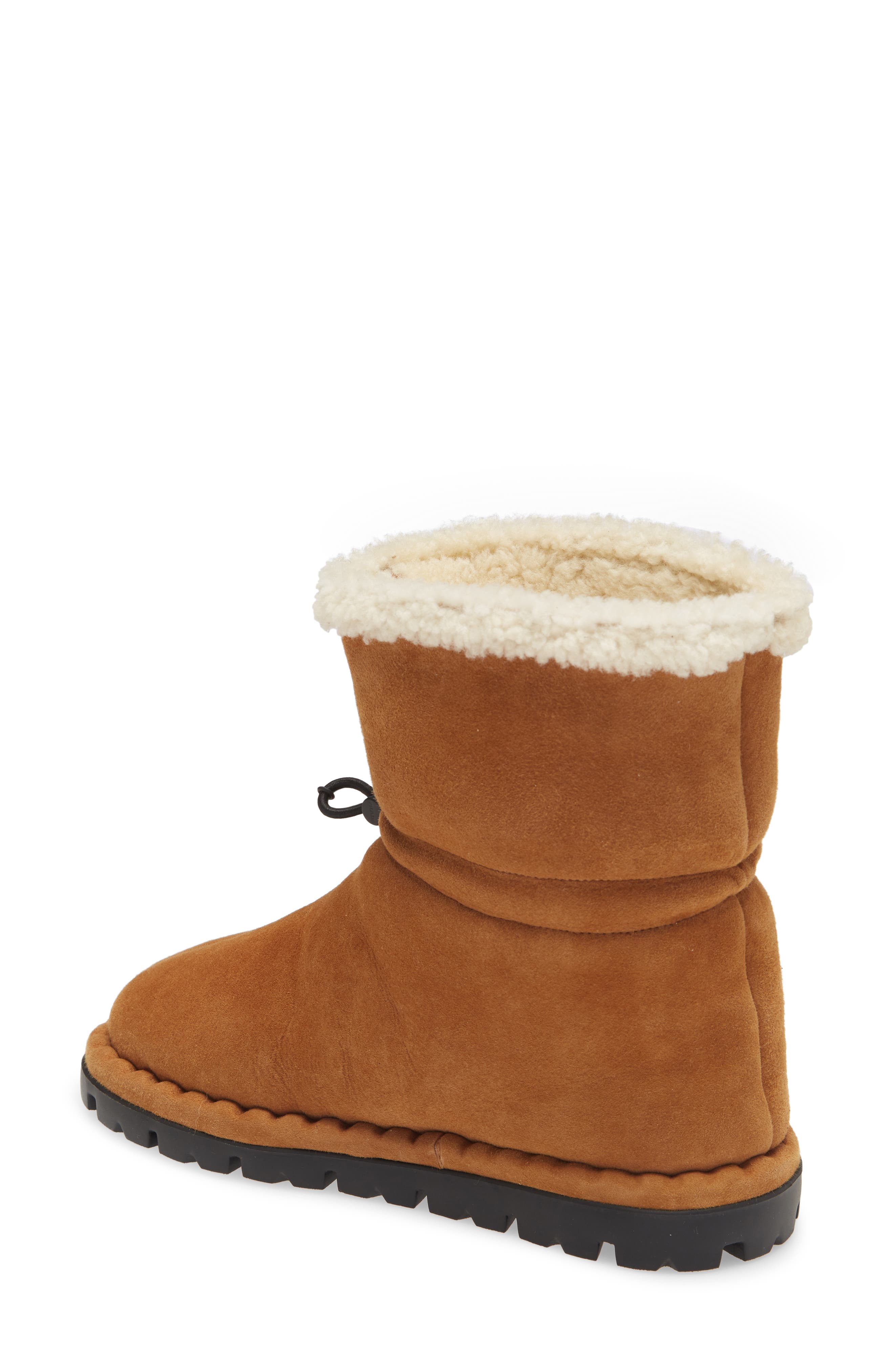 Prada Blow Logo Genuine Shearling Lined Bootie, Alternate, color, 