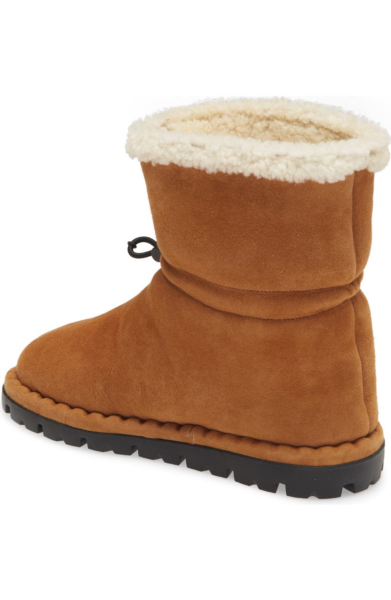 Prada Blow Logo Genuine Shearling Lined Bootie, Alternate, color,