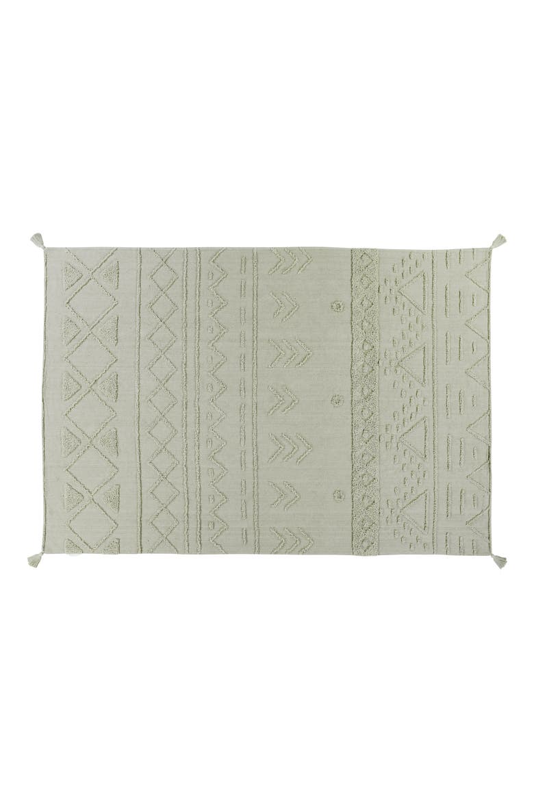 Tribu Washable Cotton Blend Rug, Main, color, OLIVE