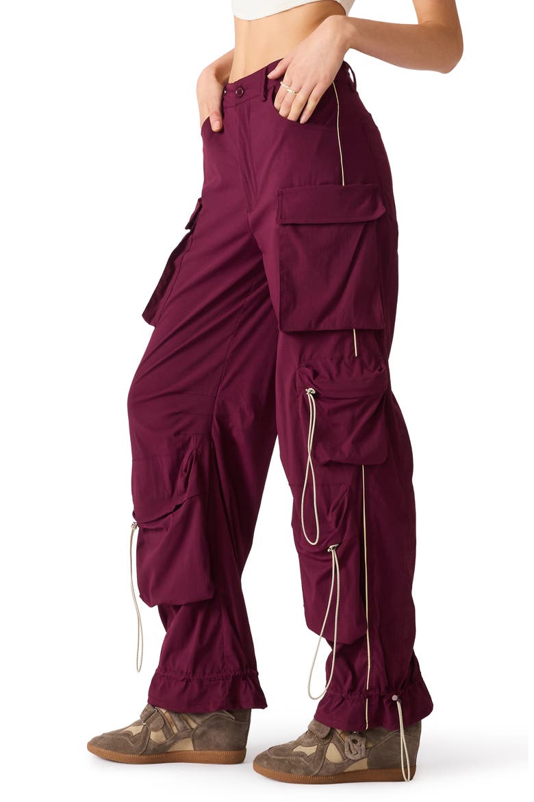 Jacey Wide Leg Cargo Pants, Alternate, color, DEEP FIG