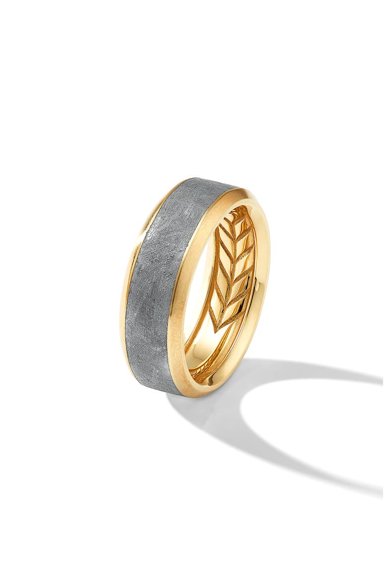 Beveled Band in Grey Titanium and 18K Yellow Gold, Alternate, color, METEORITE/ GOLD