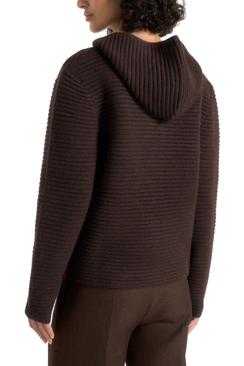 Eden Ribbed Knit Zip Hoodie, Alternate, color, Brown