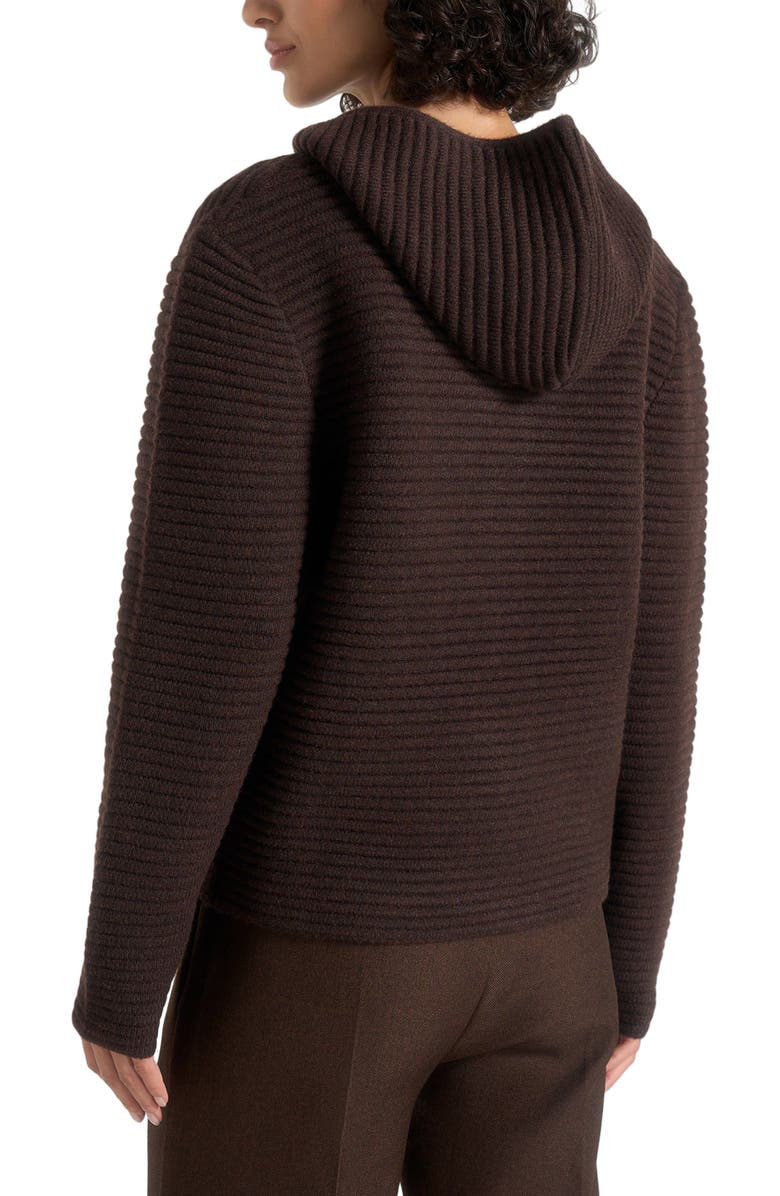 Manière De Voir Eden Ribbed Knit Zip Hoodie, Alternate, color, Brown
