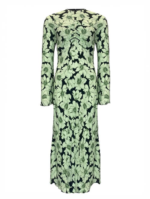Ro&zo Green Floral Flute Sleeve Dress In Green