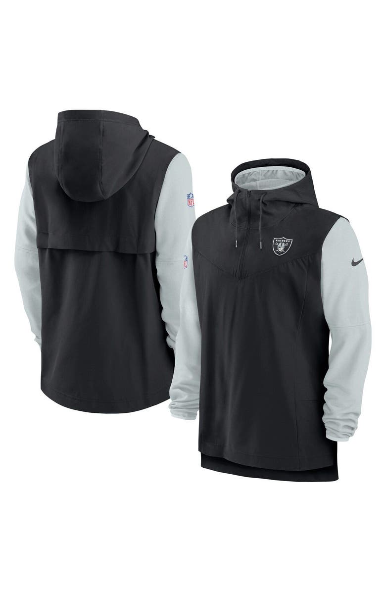 Nike Men's Nike Black/Silver Las Vegas Raiders Sideline Player Quarter-Zip Hoodie Jacket, Main, color, Black