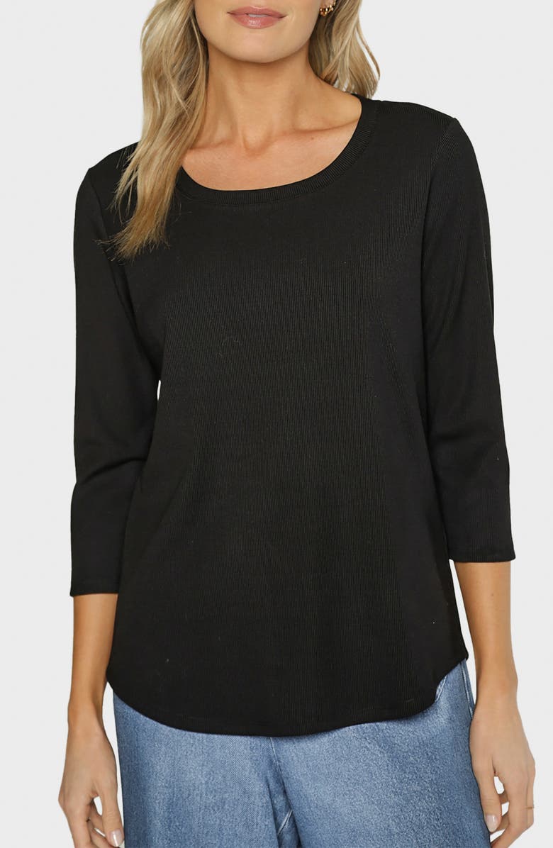 matty m. Sammie Three Quarter Sleeve Top, Main, color, Black