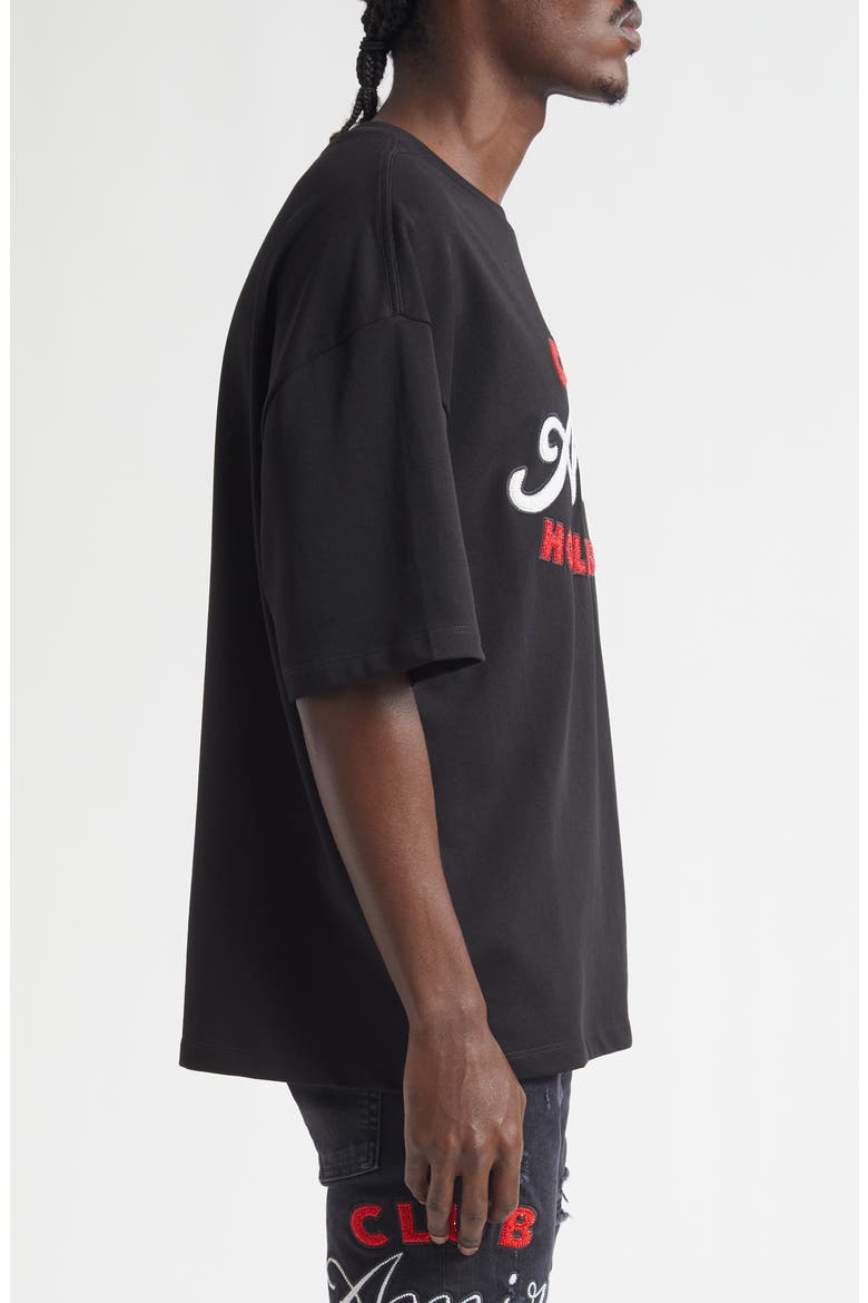 Oversize Crystal Embellished Club Amiri Appliqué T-Shirt, Alternate, color, BLACK