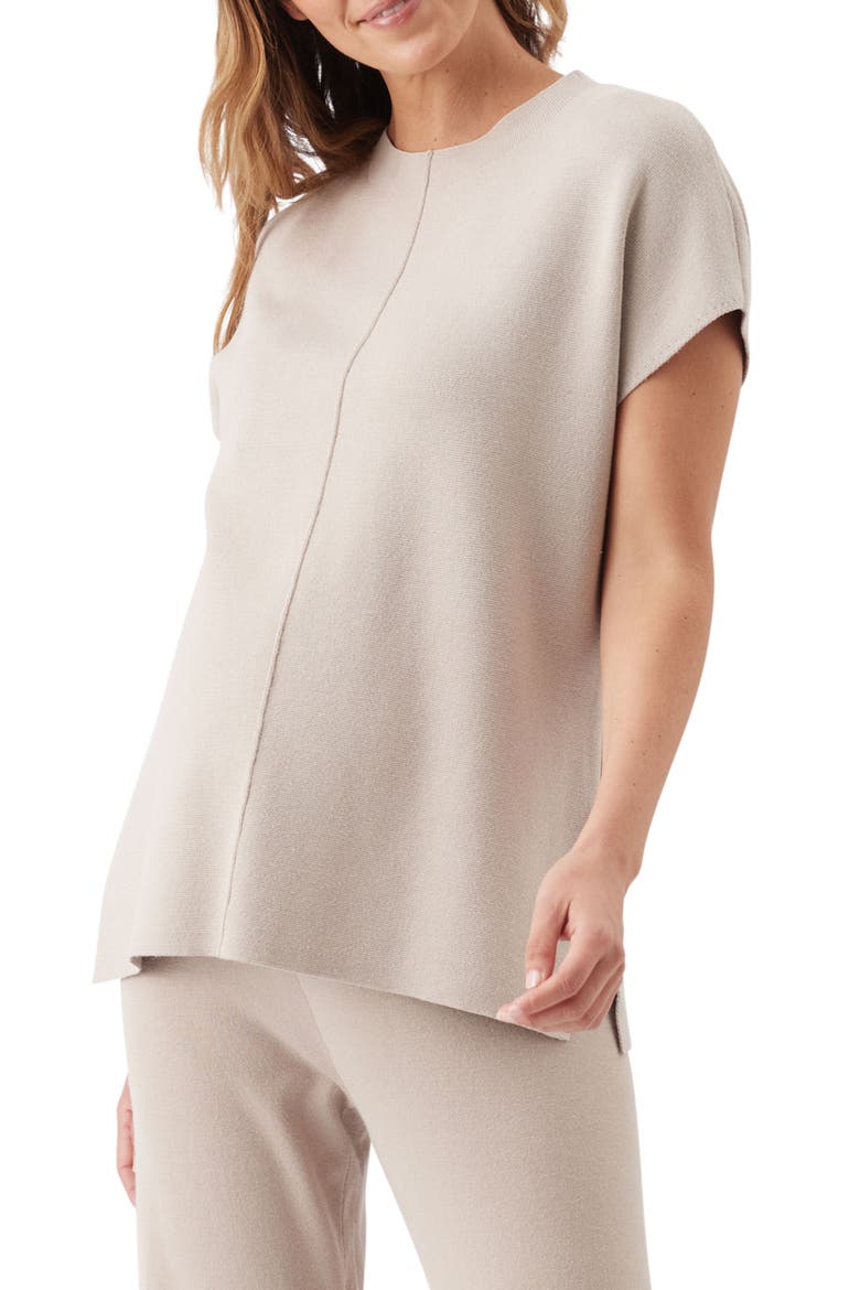 Nardia Short Sleeve Nursing Knit Sweater, Main, color, Stone