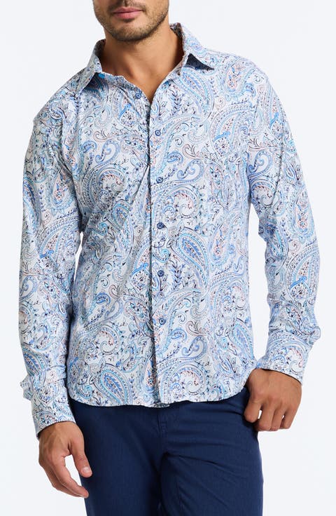 Muir Classic Fit Paisley Knit Button-Up Shirt