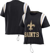 WEAR by Erin Andrews Women's WEAR by Erin Andrews Black New Orleans Saints Cinched Colorblock T-Shirt
