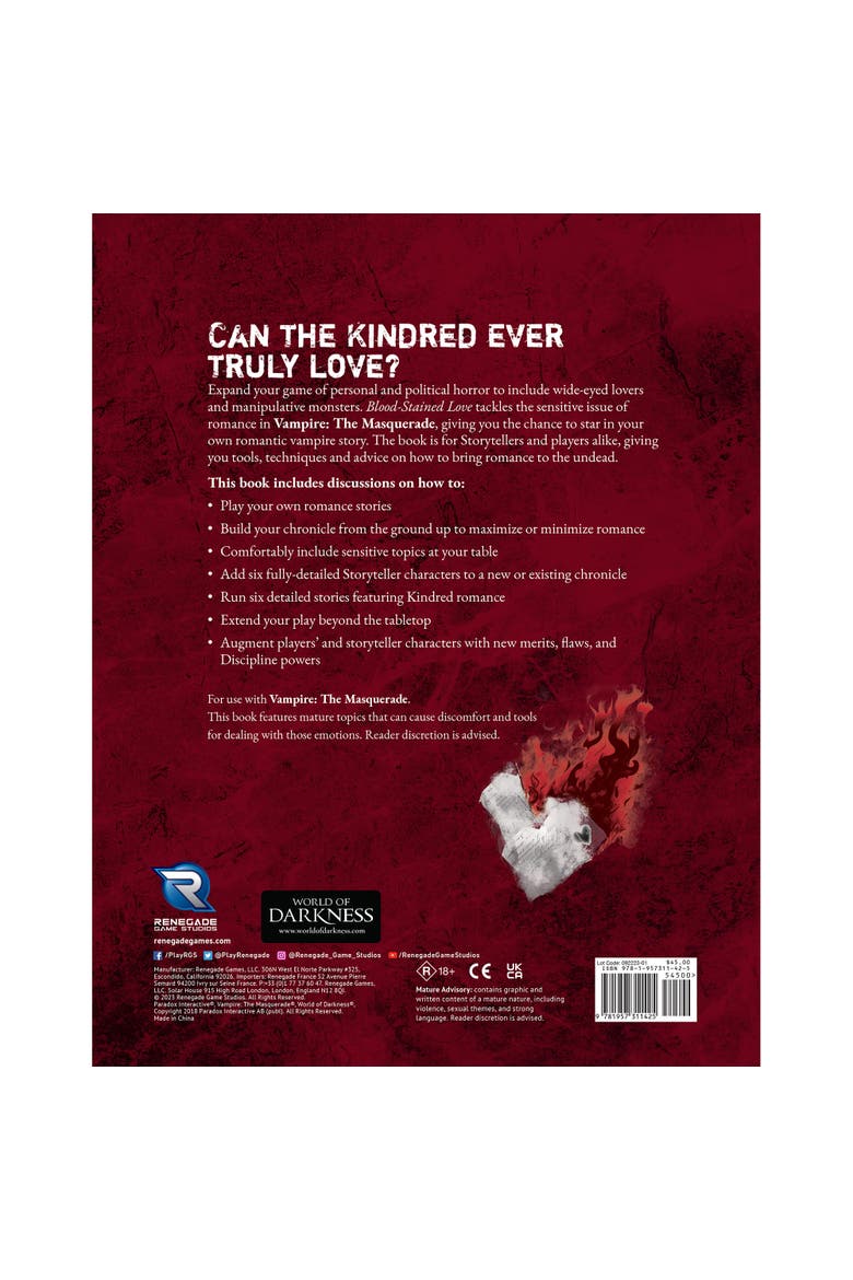 The Masquerade 5Th Edition Rpg Bloodstained Love Sourcebook, Alternate, color, Multicolored