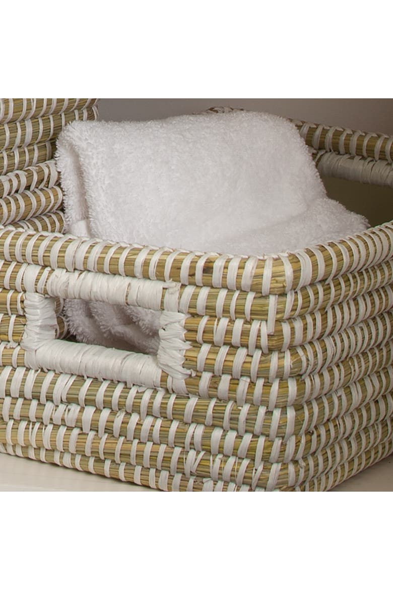 Rivergrass Rectangular Storage Baskets With Handles Set of 3, Alternate, color, White