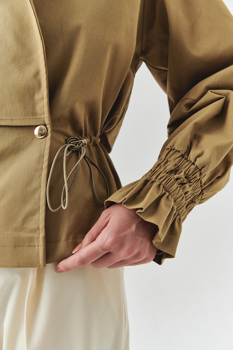 Yareli Shirt Collar Cotton Jacket, Alternate, color, CAMEL