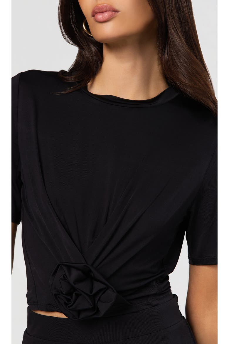 Adelaide Rose Sheen Jersey Top, Alternate, color, Black