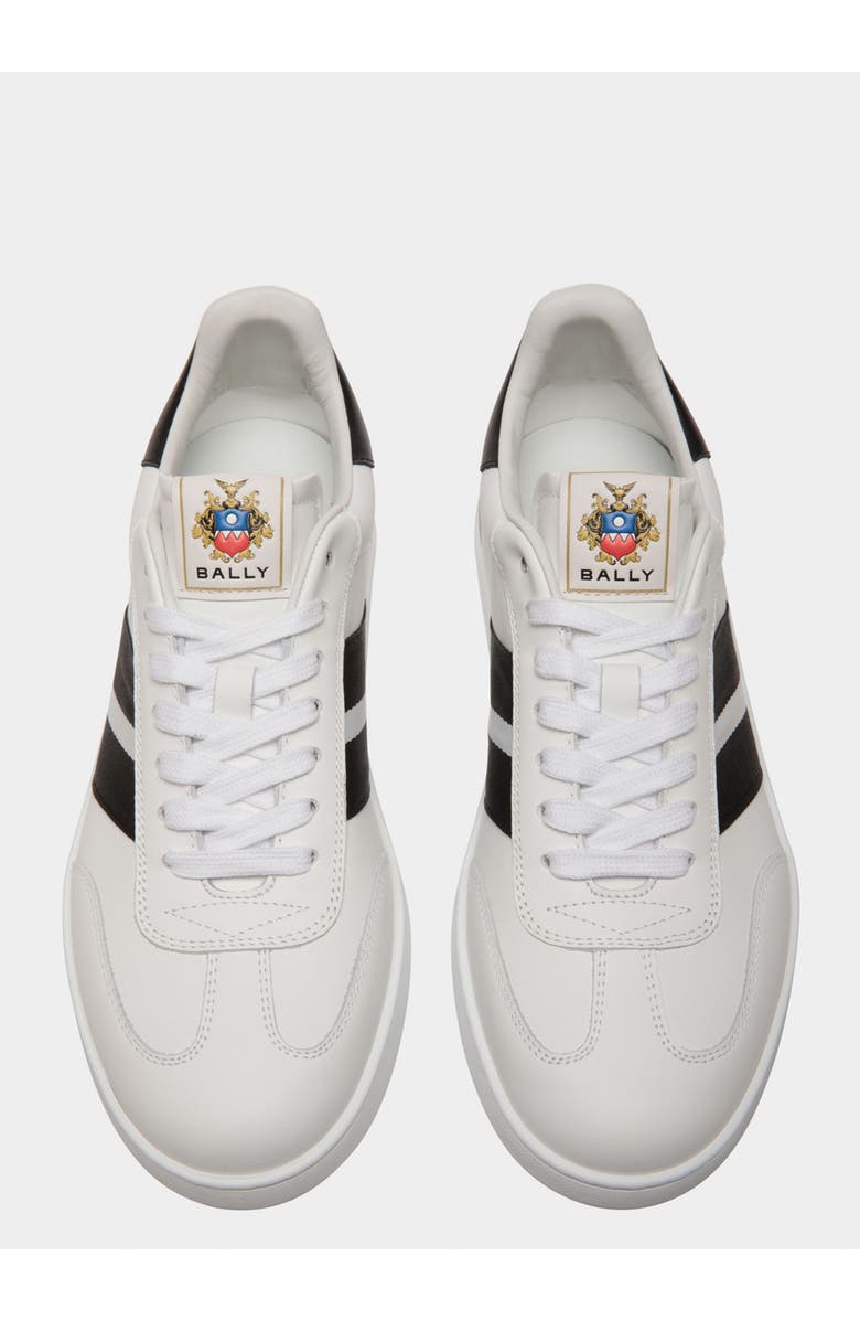 Bally Retro Crest Sneaker in Calf Leather, Alternate, color, White/Black