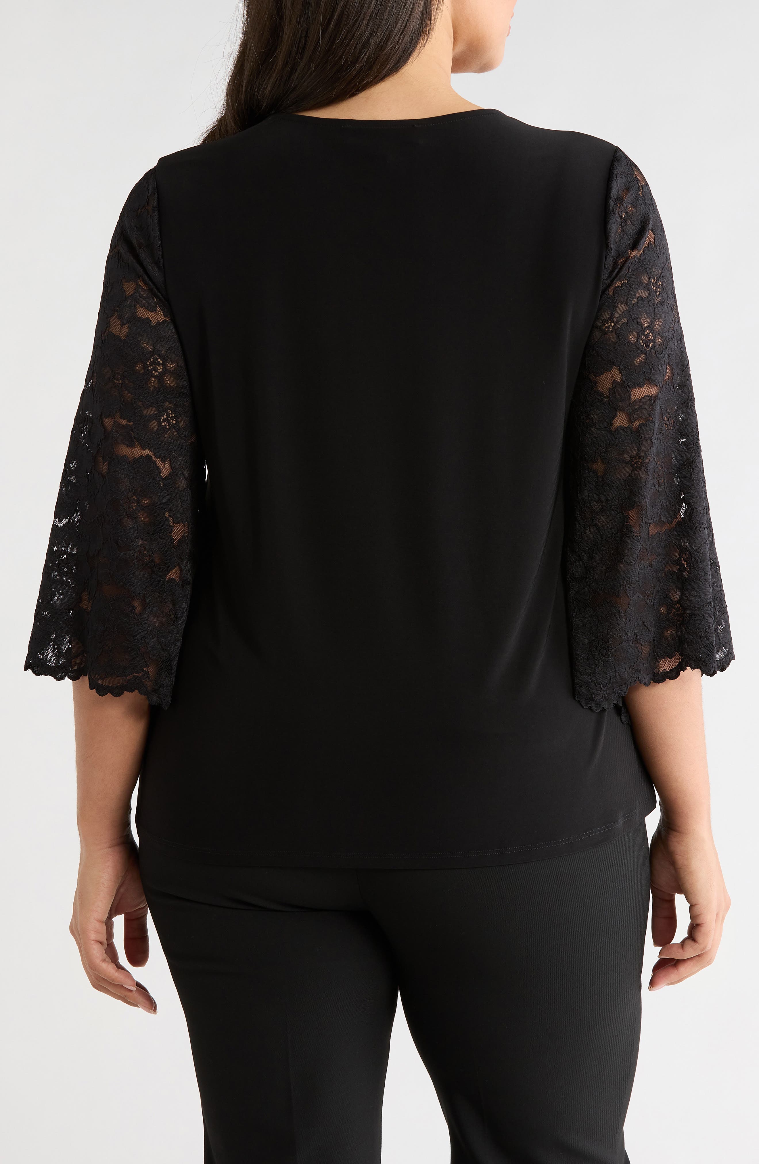 Lace Sleeve Knit Top - image 2