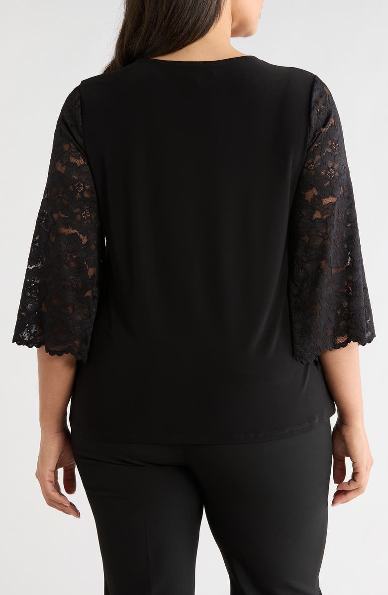 KASPER Lace Sleeve Knit Top, Alternate, color, Black
