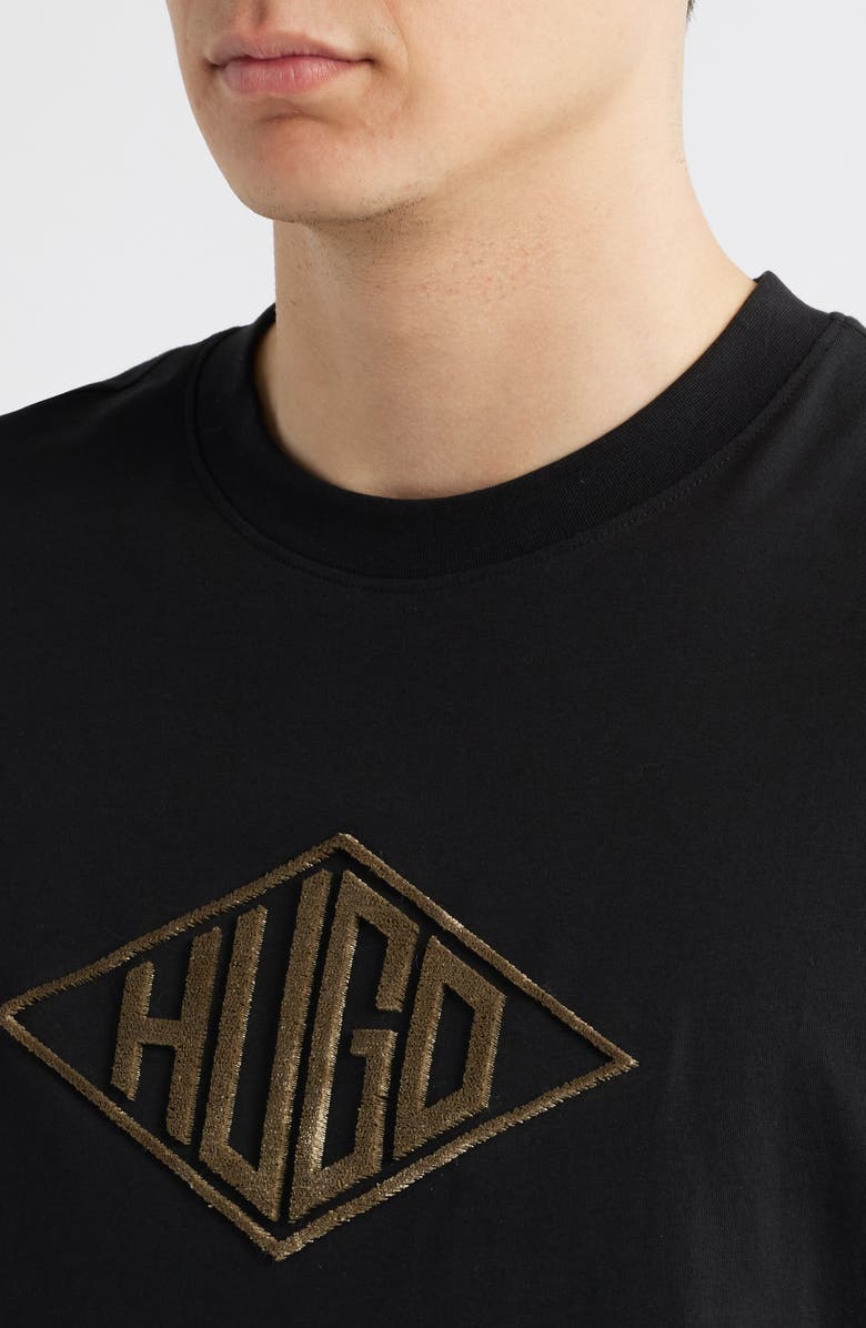 HUGO Dalendi Logo Embroidered T-Shirt, Alternate, color, Black
