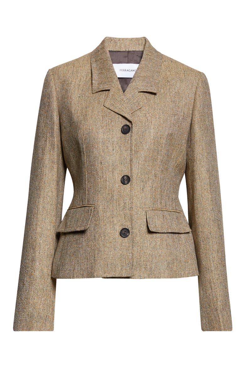 Single Breasted Linen Jacket, Main, color, BEIGE MULTI