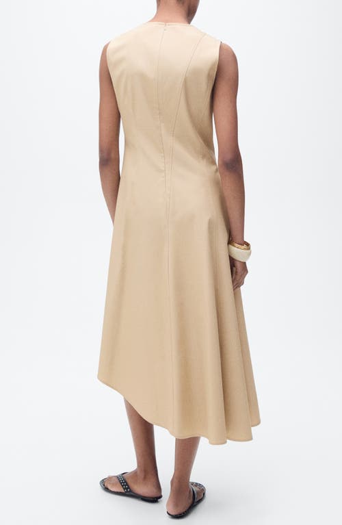 Shop Mango Asymmetric Midi Dress In Ecru