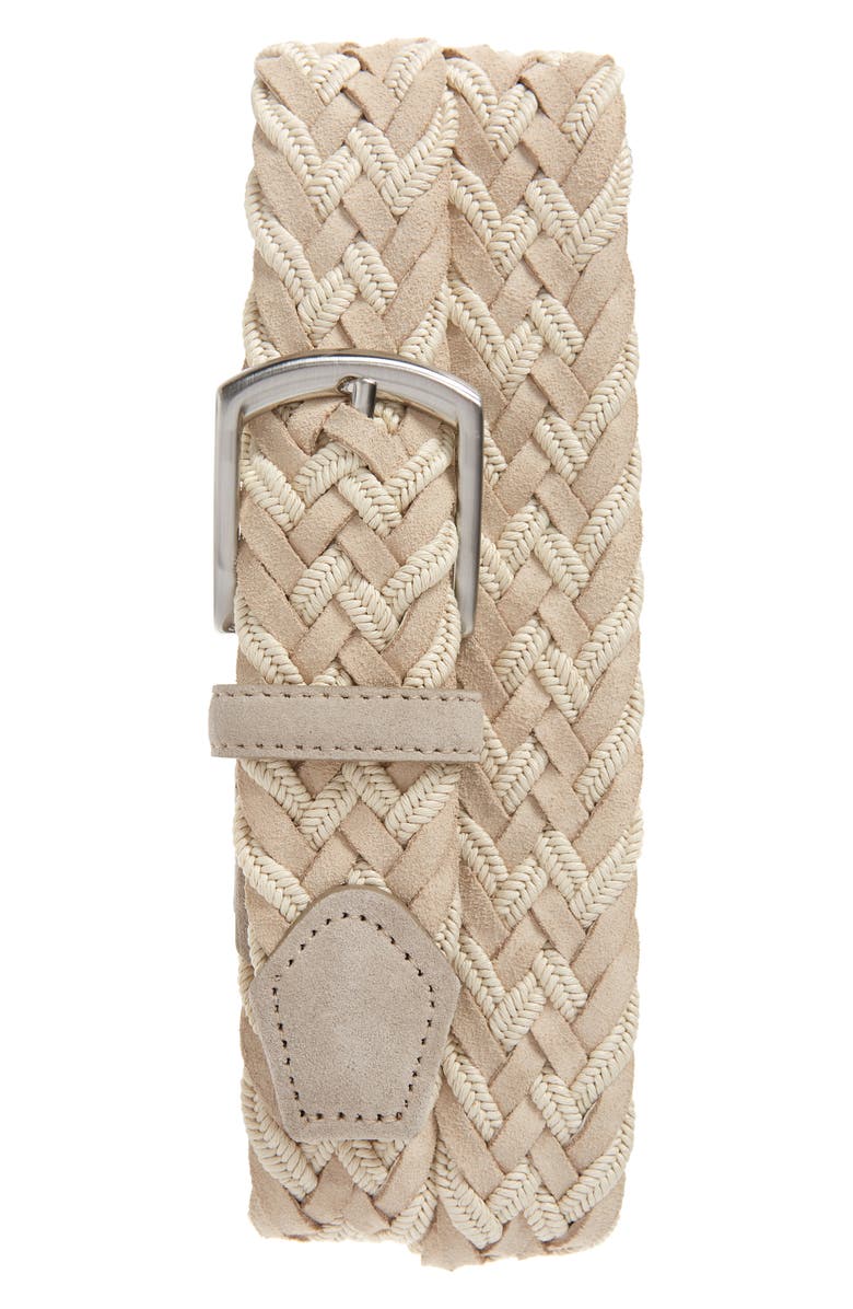 Canali Suede & Woven Fabric Belt, Main, color, 