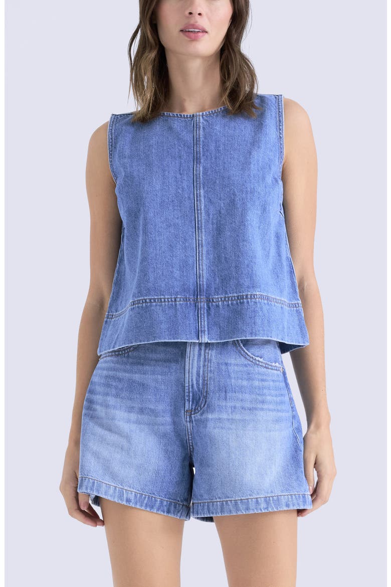 Rue Sleeveless Denim Top, Main, color, SAIL AWAY