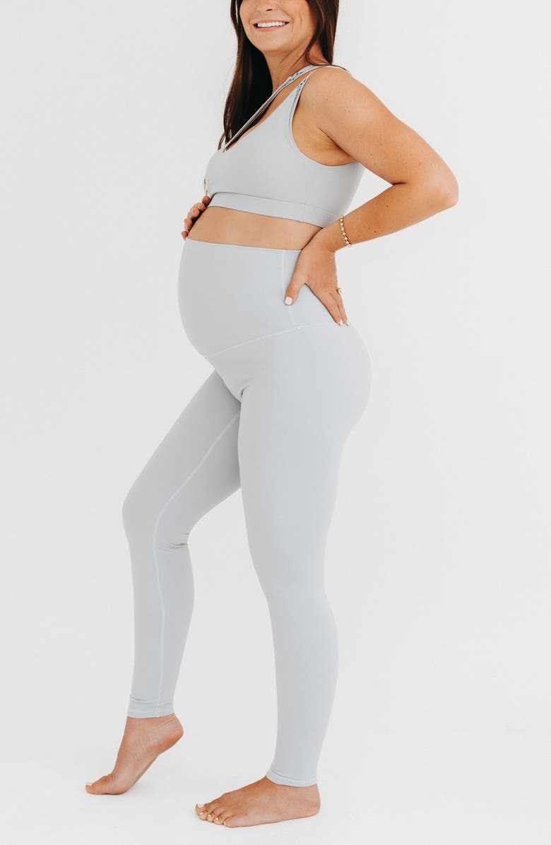 AXK Women's Athletic Maternity Legging with Supportive Belly Band, Alternate, color, Light Grey