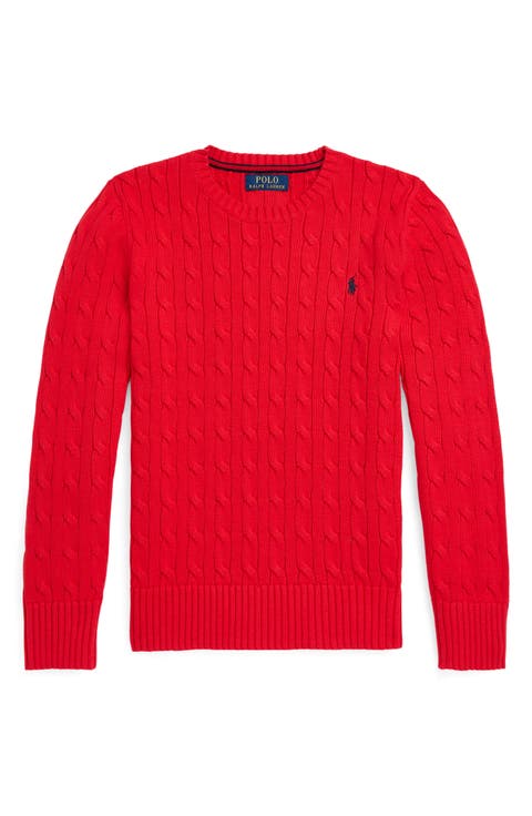 Kids' Cabled Cotton Crewneck Sweater (Big Kid)