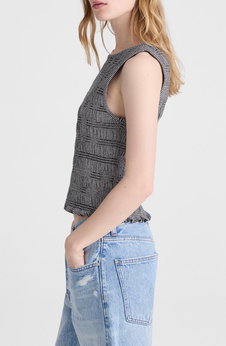 Madewell Smocked Bateau Neck Cotton & Linen Tank, Alternate, color, Jet Black