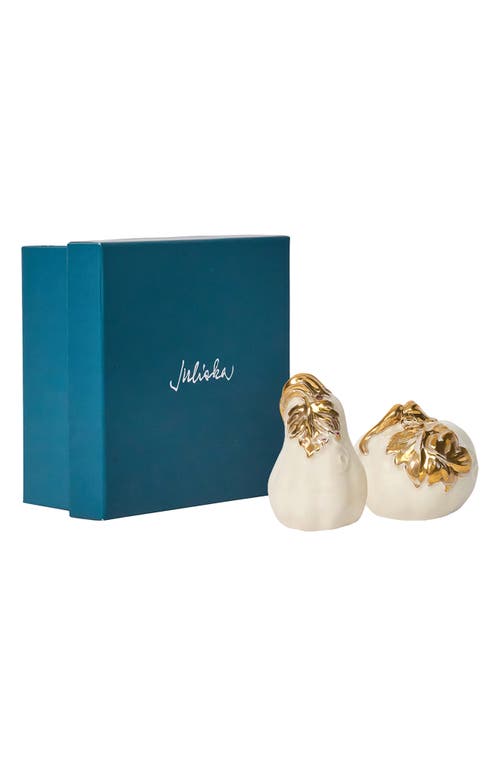 Juliska Forest Walk Pumpkin Salt & Pepper Shakers In Gold