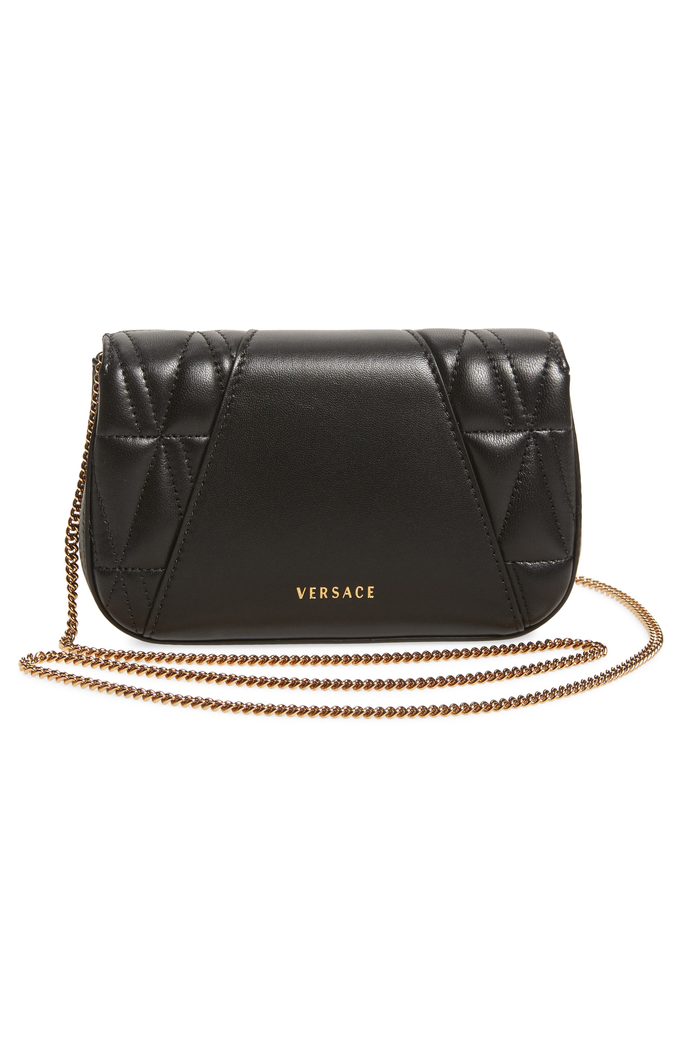 Versace First Line V Matelassé Leather Crossbody Bag, Alternate, color, 